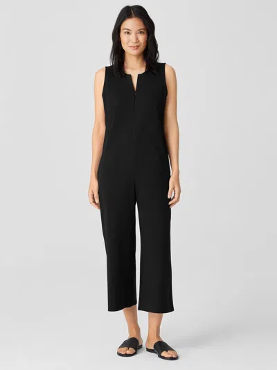 Eileen Fisher Cotton Ponte Jumpsuit In Black