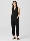 Eileen Fisher Cotton Ponte Lantern Jumpsuit In Black