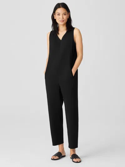 Eileen Fisher Cotton Ponte Lantern Jumpsuit In Black