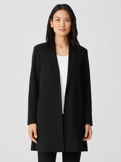 Eileen Fisher Cotton Ponte Long Blazer In Black