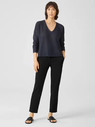Eileen Fisher Cotton Ponte Slim Pant In Black