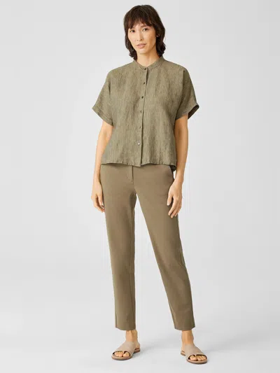 Eileen Fisher Cotton Ponte Slim Pant In Green