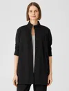 Eileen Fisher Cotton Ponte Stand Collar Jacket In Black