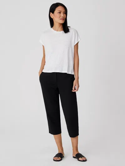 Eileen Fisher Cotton Ponte Tapered Pant In Black