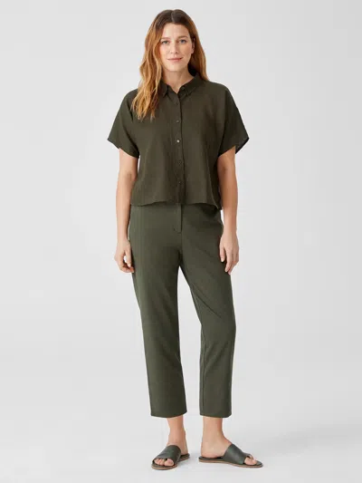 Eileen Fisher Cotton Ponte Tapered Pant In Green