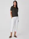Eileen Fisher Cotton Ponte Tapered Pant In White