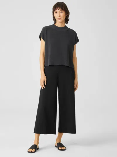 Eileen Fisher Cotton Ponte Wide-leg Pant In Black