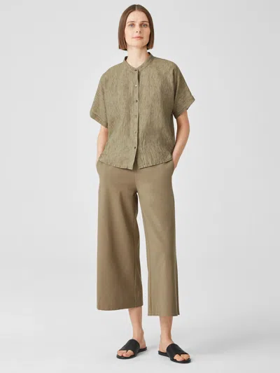 Eileen Fisher Cotton Ponte Wide-leg Pant In Green