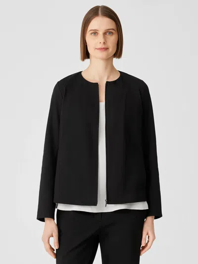 Eileen Fisher Cotton Ponte Zip-front Jacket In Black