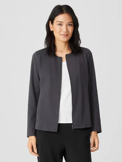 Eileen Fisher Cotton Ponte Zip-front Jacket In Gray