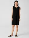 Eileen Fisher Cotton Ponte Zip-up Dress In Black