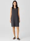 Eileen Fisher Cotton Ponte Zip-up Dress In Blue