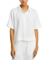 Eileen Fisher Button-down Organic Cotton Gauze Shirt In White
