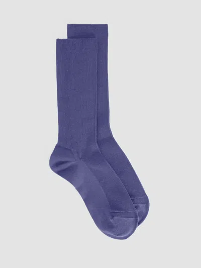 Eileen Fisher Cotton Rib Crew Sock In Blue