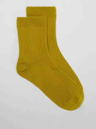 Eileen Fisher Cotton Ribbed Quarter Crew Sock In Green