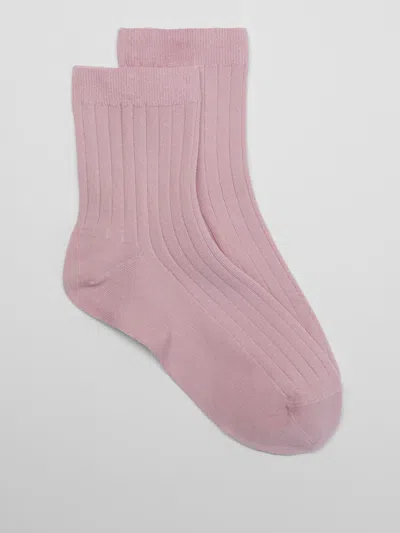 Eileen Fisher Cotton Ribbed Quarter Crew Sock In Purple