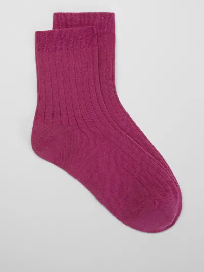Eileen Fisher Cotton Ribbed Quarter Crew Sock In Purple