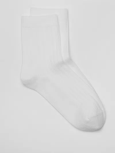 Eileen Fisher Cotton Ribbed Quarter Crew Sock In White