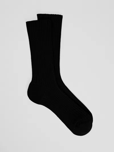 Eileen Fisher Cotton Ribbed Trouser Sock In Black