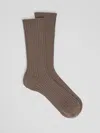 Eileen Fisher Cotton Ribbed Trouser Sock In Brown
