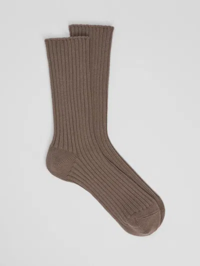 Eileen Fisher Cotton Ribbed Trouser Sock In Gray