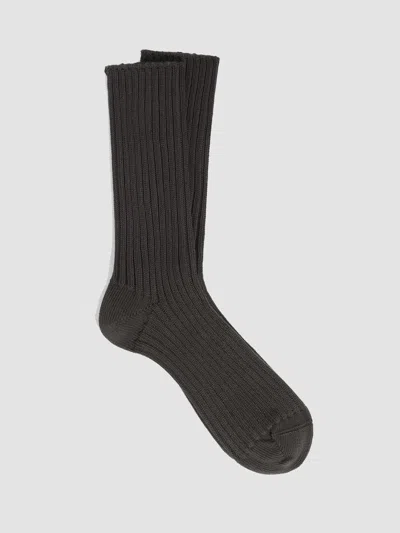 Eileen Fisher Cotton Ribbed Trouser Sock In Green