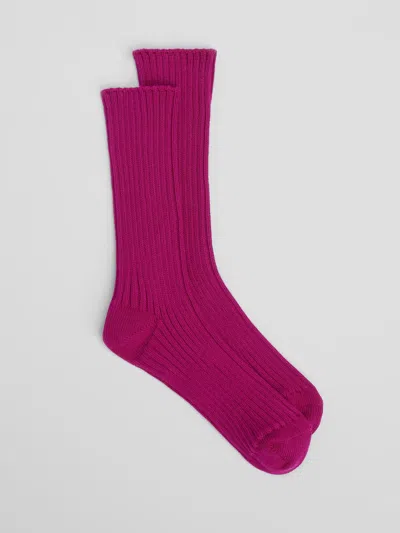 Eileen Fisher Cotton Ribbed Trouser Sock In Purple