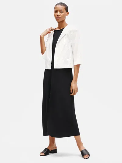 Eileen Fisher Cotton Satin Steel Short Jacket In White