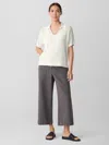 Eileen Fisher Cotton Silk Cord Split Neck Top In Black