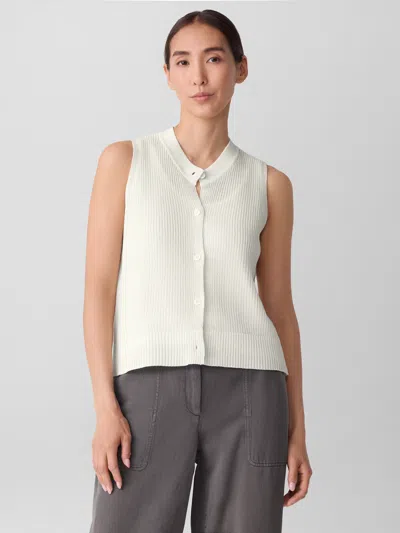 Eileen Fisher Cotton Silk Cord Vest In White