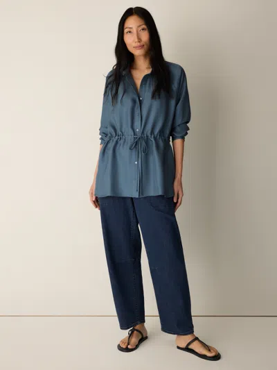 Eileen Fisher Cotton Stretch Denim Arch Pant In Blue