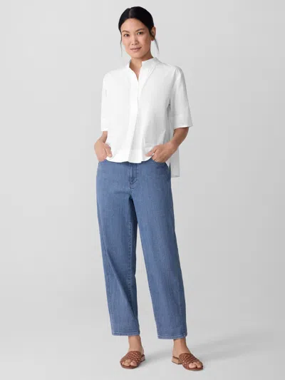 Eileen Fisher Cotton Stretch Denim Lantern Jean In Blue