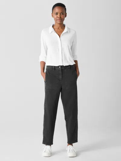 Eileen Fisher Cotton Stretch Denim Lantern Jean In Black