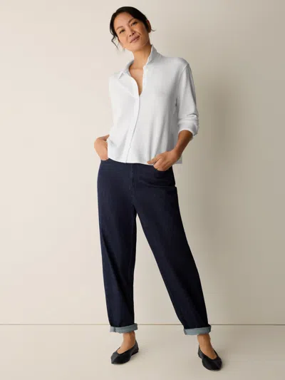 Eileen Fisher Cotton Stretch Denim Lantern Jean In White