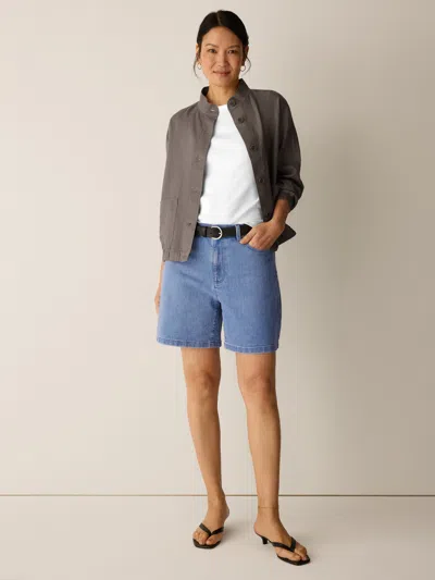 Eileen Fisher Cotton Stretch Denim Shorts In Blue
