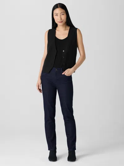 Eileen Fisher Cotton Stretch Denim Slim Jean In Black