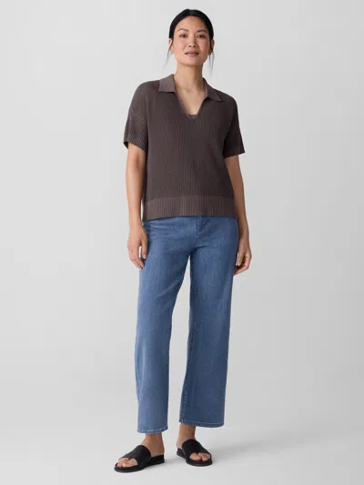 Eileen Fisher Cotton Stretch Denim Straight Jean In Blue