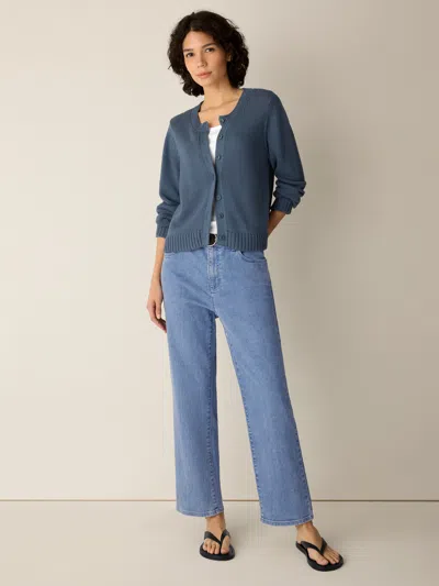 Eileen Fisher Cotton Stretch Denim Straight Jean In Blue