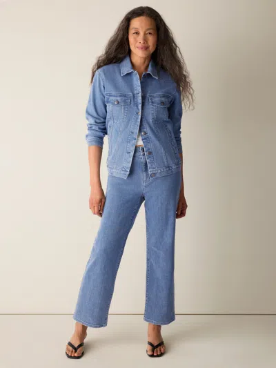 Eileen Fisher Cotton Stretch Denim Straight Jean In Blue