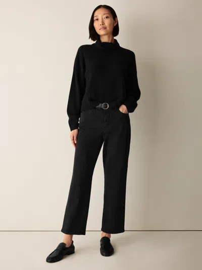Eileen Fisher Cotton Stretch Denim Straight Jean In Black