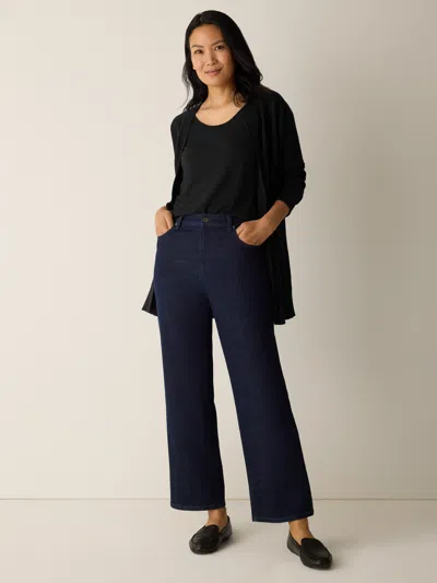 Eileen Fisher Cotton Stretch Denim Straight Jean In Blue
