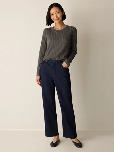 Eileen Fisher Cotton Stretch Denim Straight Jean In Black