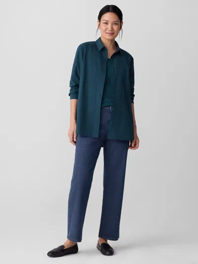 Eileen Fisher Cotton Stretch Denim Straight Jean In Blue
