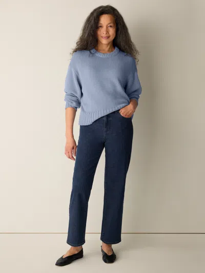Eileen Fisher Cotton Stretch Denim Straight Jean In Medium Indigo