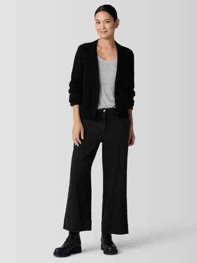 Eileen Fisher Cotton Stretch Denim Wide-leg Jean In Black