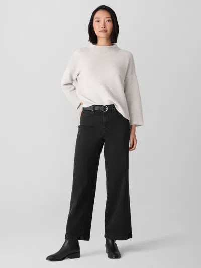 Eileen Fisher Cotton Stretch Denim Wide-leg Jean In Black