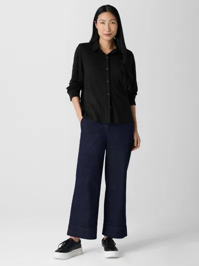 Eileen Fisher Cotton Stretch Denim Wide-leg Jean In Blue