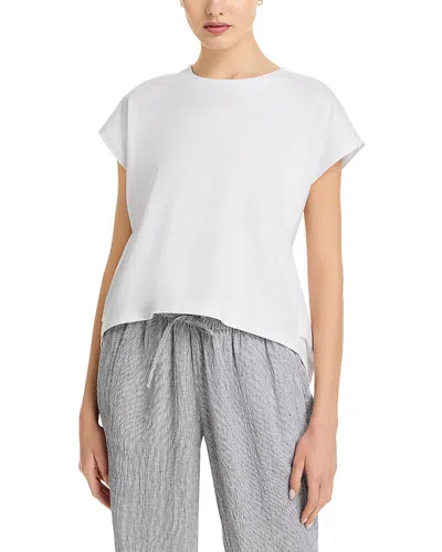 EILEEN FISHER COTTON STRETCH JERSEY CREWNECK BOXY TOP