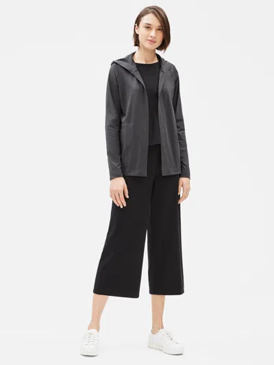 Eileen Fisher Cotton Stretch Jersey Hooded Cardigan In Multi