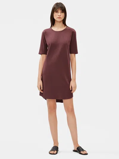 Eileen Fisher Cotton Stretch Jersey Shift Dress In Brown